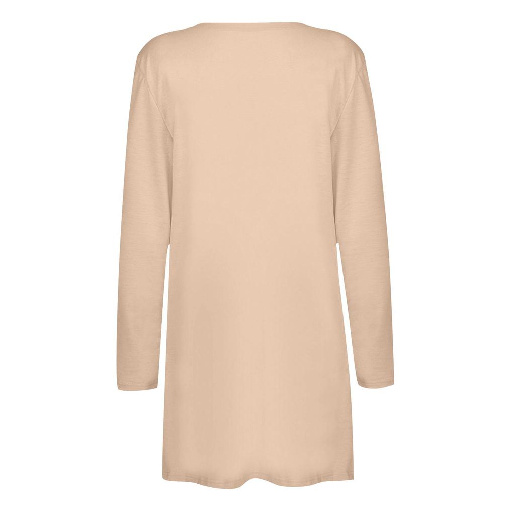 Women's Cardigan Loose Casual Solid Color Long Sleeved Pocket Top Coat