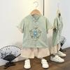 Completo Estivo da Ragazzo a Maniche Corte Stile Cinese per Bambini Hanbok Bello Completo Tang Cotone Lino Sezione Sottile di Abbigliamento Antico