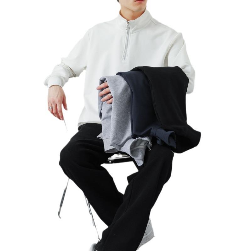 Men's Sweatshirt Autumn New Loose Long-sleeved POLO Korean Style Trendy Sports and Leisure Stand-up Collar Pullover Bottoming Shirt