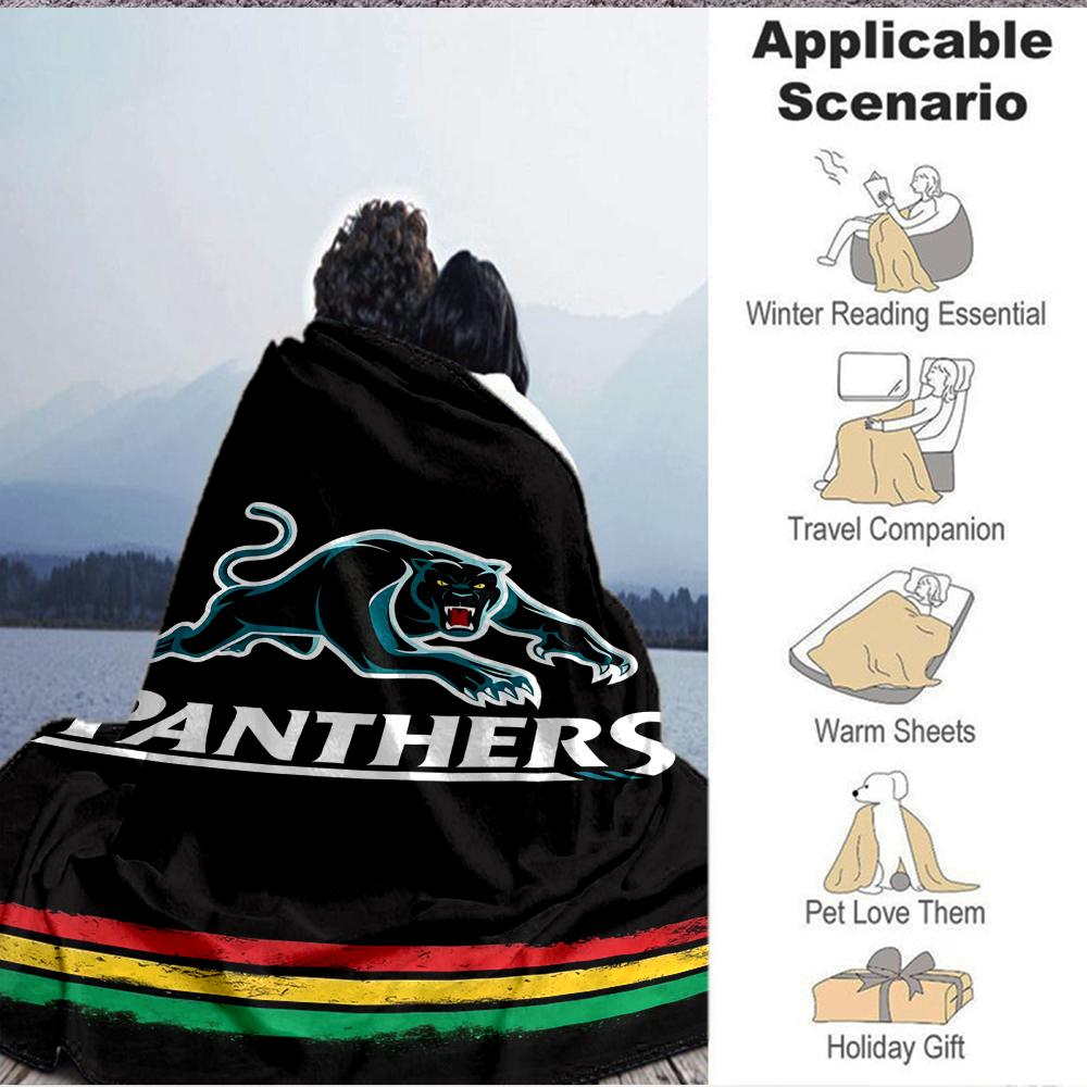 1Pc Panthers Team Spirit Blanket Soft And Comfortable Casual Warm Camping Travel Christmas Halloween Xmas Gift M928550