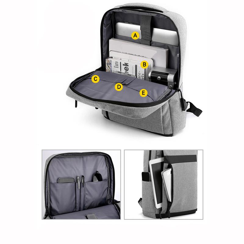 Business Laptop Backpack Large Capacity Usb Waterproof Film Backbag Casual Bag Men