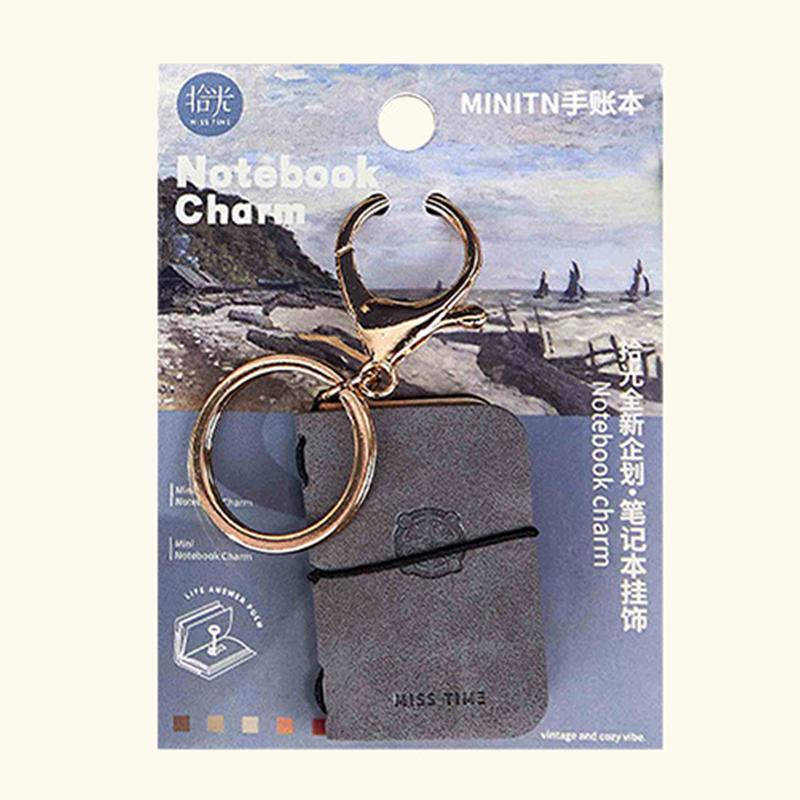 PU Nyckelring Mjukt Läder Mini Bärbar Dagbok Ryggsäcksberlock Anteckningsbok Litterär Stil Förvaringstillbehör