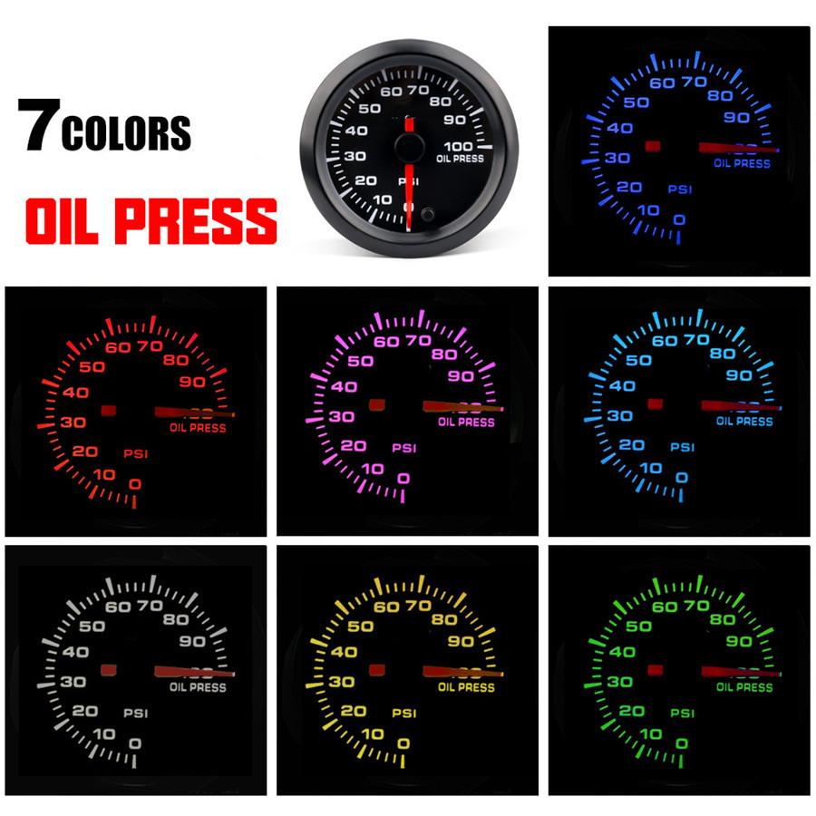 0-100 PSI Range Oil Pressure Gauge LED Display 2 Inches 52MM 7 Colors Optional
