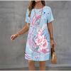 Creative Colorful Patterns 3D Printing Dresses Women Fashion Summer Loose Plus Size Comfortable Breathable Short Sleeve Dresse
