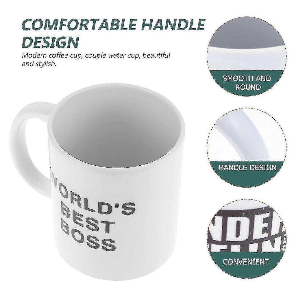 350ml Keramiktasse Dunder Mifflin Worlds Best Boss Wasserbecher Persönlichkeit Büro Kaffeetasse (Weiß) Neuankömmling