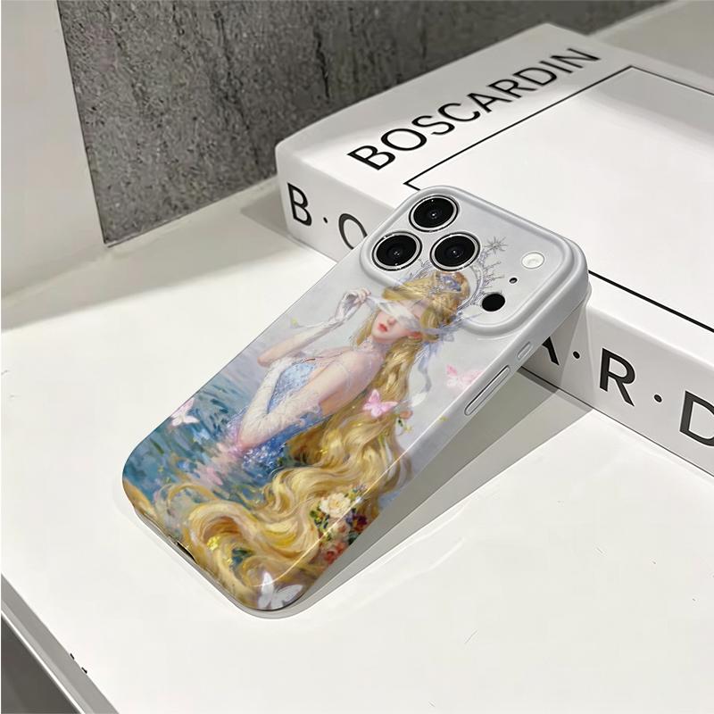 Enchanted Water Nymph Ice Crown Lady Portrait Art Film Aesthetic Protective Shockproof Bumper Case Cover For iPhone 14 15 16 17 Pro Max Plus