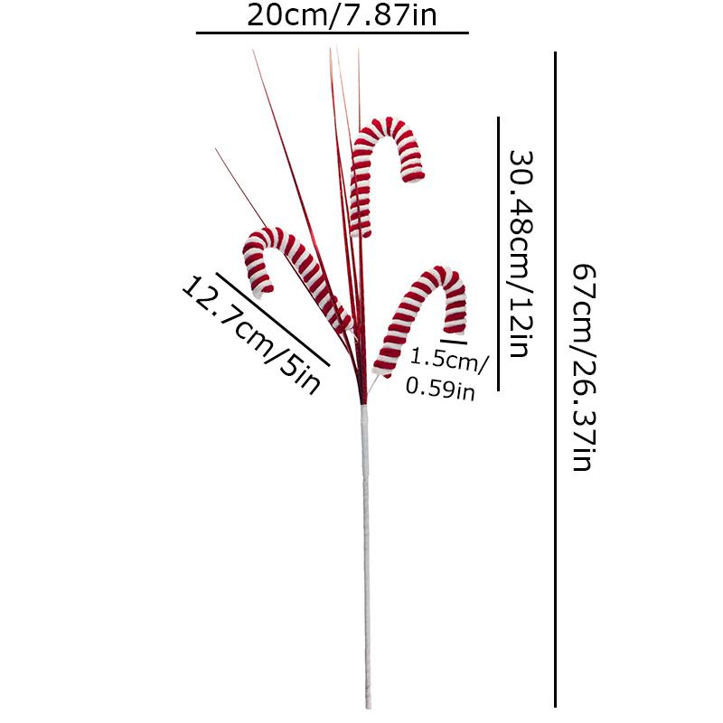 Christmas Stripe Pattern Design Fabric Art Handicrafts Xmas Tree Simulated Cane Candy Ornament Festival Decoration