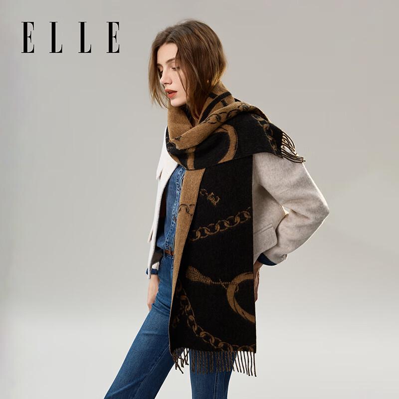 ELLE Women's 100% Merino Wool Jacquard Scarf