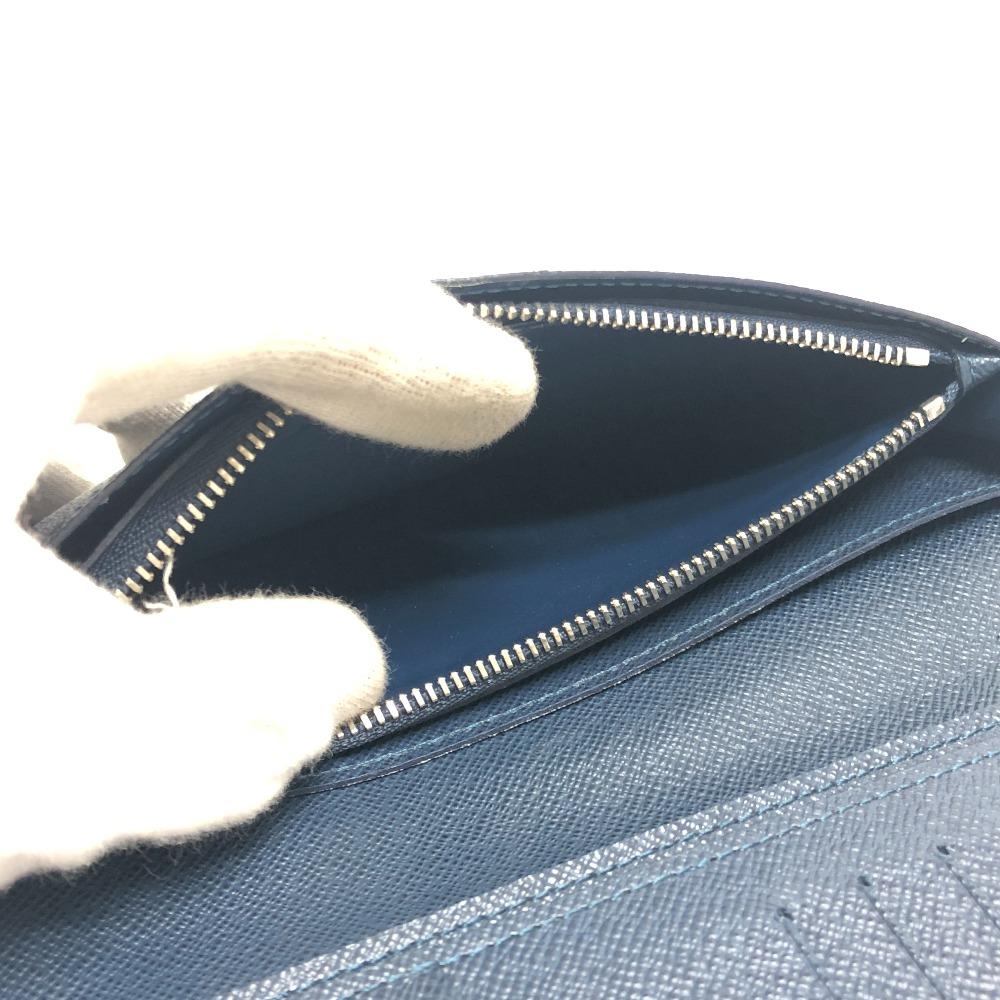 Louis Vuitton M64010 Taiga Stripe Portefeuille Brazza Long Wallet blue/Wine Red