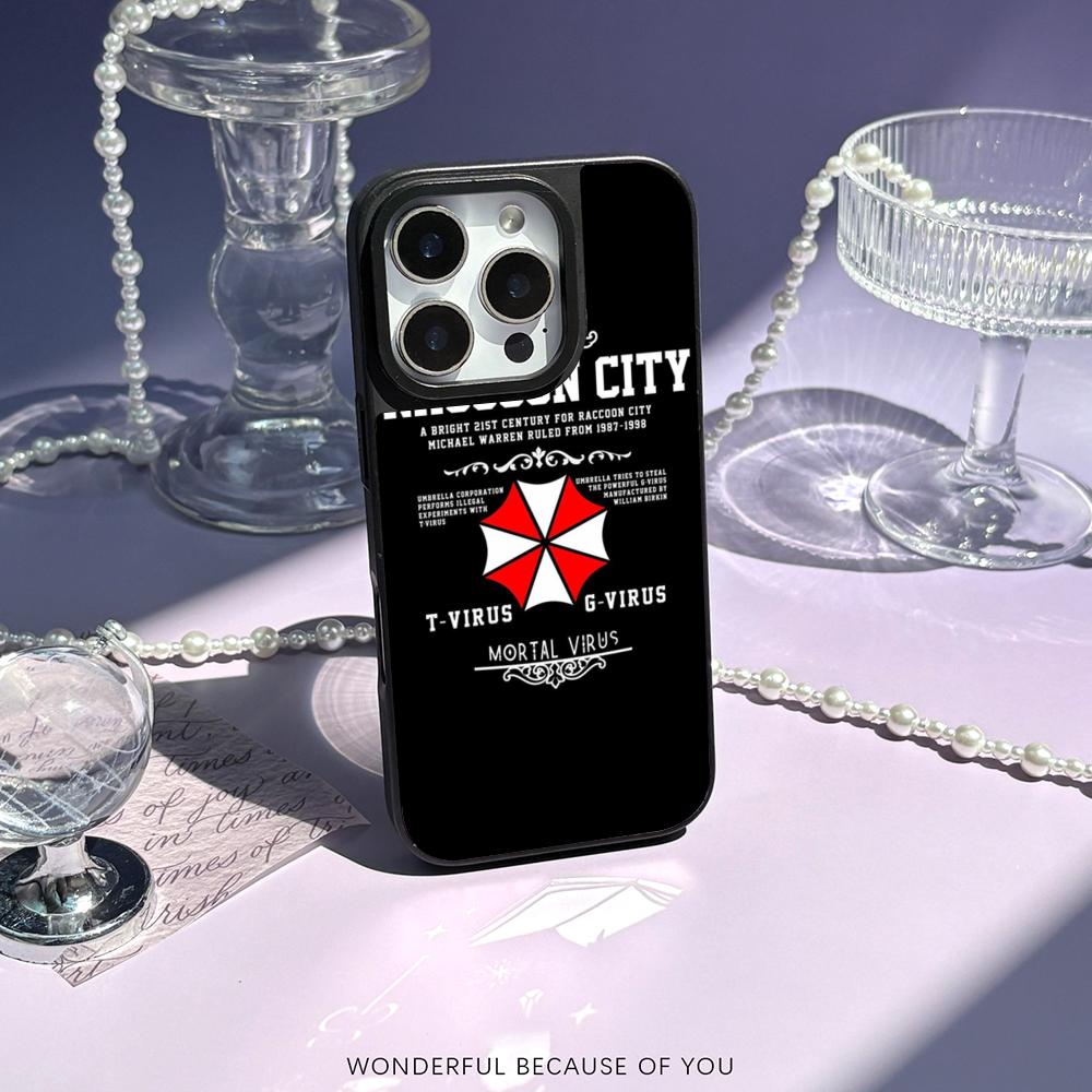 Classic Evil Umbrella cool pattern design Phone Case for iPhone 17 16 15 14 13 12 Pro Max Sheepskin Silver-edged protective case