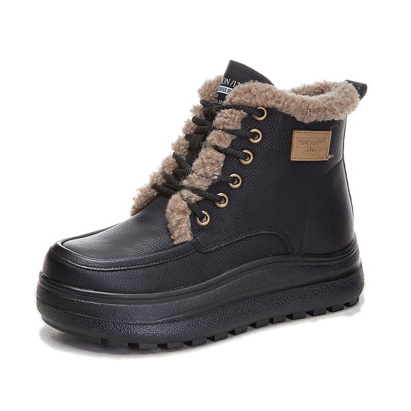 New platform snow boots women's 2025 winter women's velvet warm short boots women's retro famous style versatile women's boots