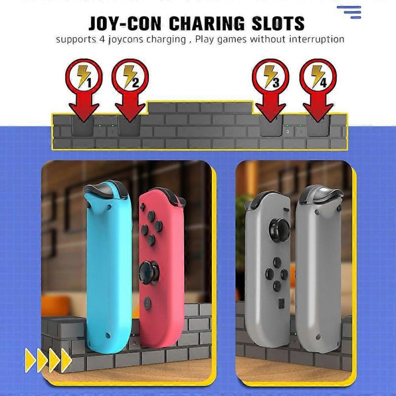 TOPWOLF HS-SW488 For Nintendo Switch/Switch OLED Joy-Con Controllers Charging Dock Game Card Holder