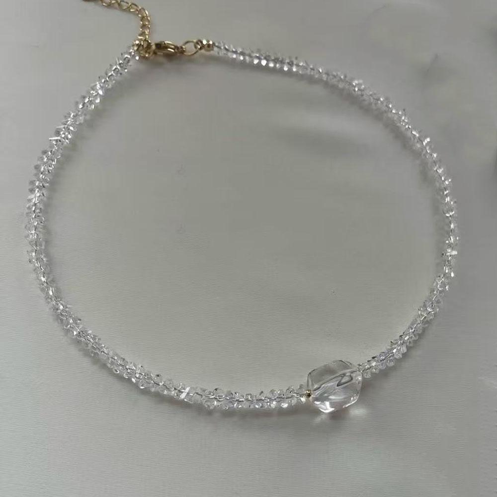 Mode Kvast Kæde Vedhæng Halskæde Til Kvinder Boho Gennemsigtig Krystal & Imitationsperle Kæde Smykker Valentinsgave N0538