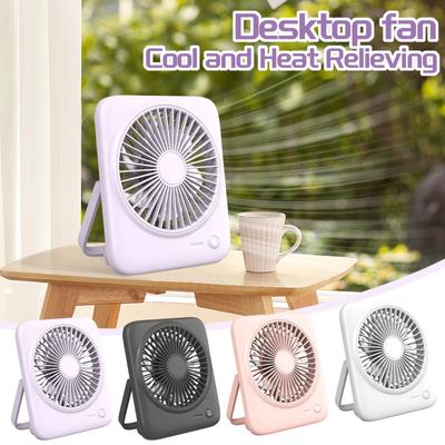 USB Rechargeable Portable Desktop Folding Fan with Adjustable Stand and LED Indicator for Home Office Travel Use