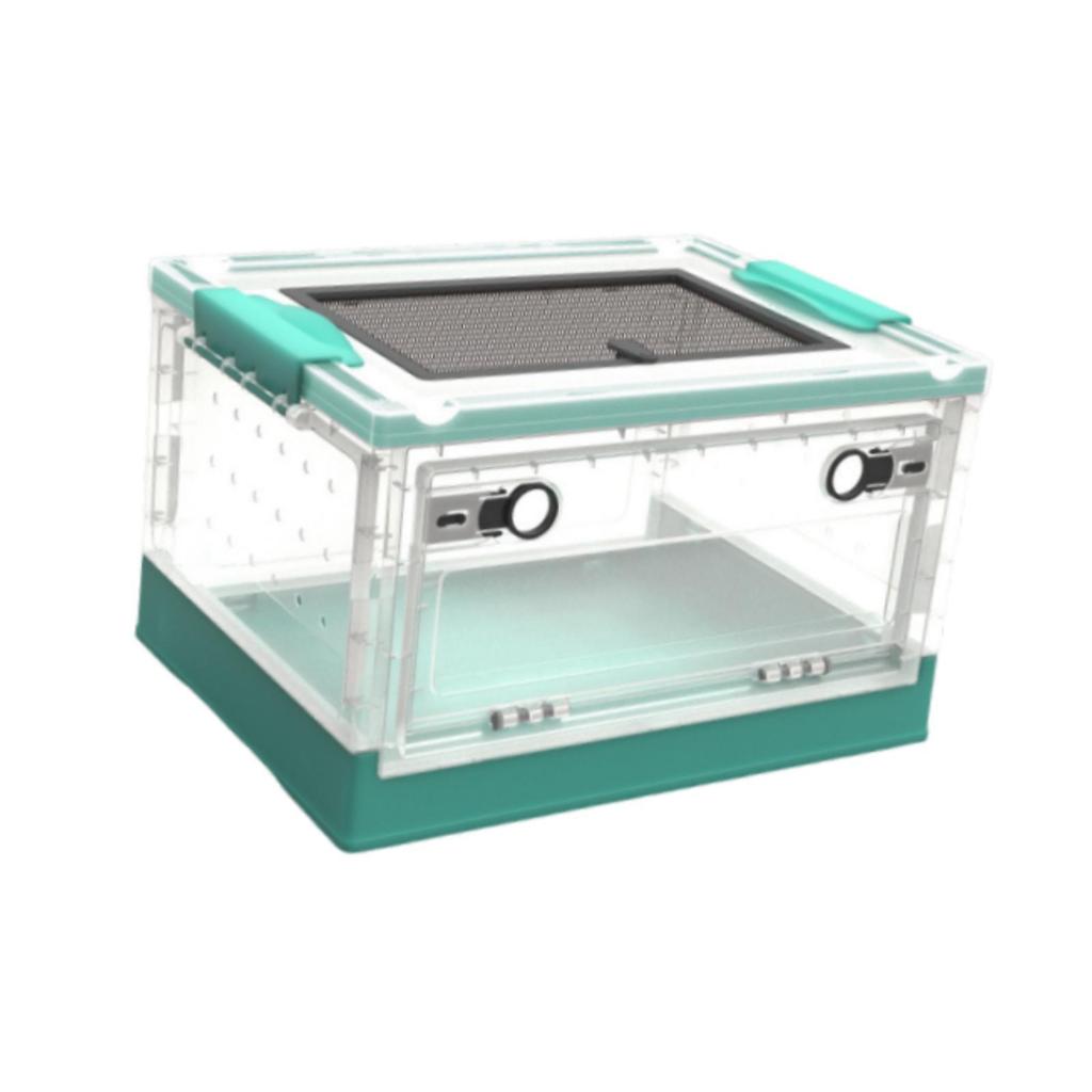 Transparent Foldable Reptile Terrarium Ventilated Box Multipurpose 360 Degree Viewing Portable Mesh Top Panel Breeding Tank