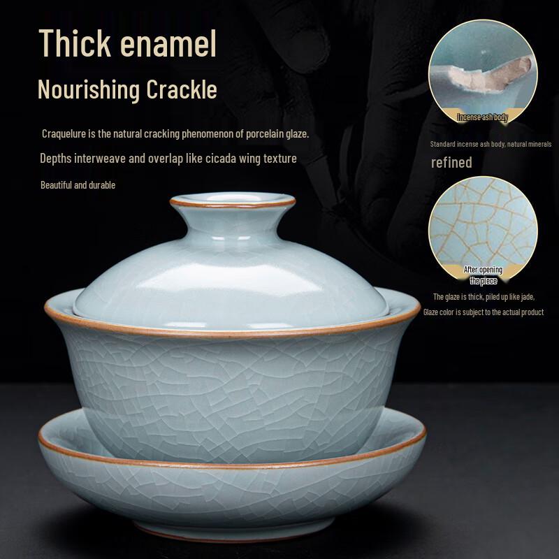 Naijiang Luxury Ceramic Ru Kiln Kung Fu Tea Set with Tea Tray