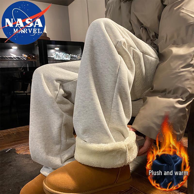 

NASA MARVEL Men s Thickened Warm Fleece-Lined Casual Straight-Leg Pants 2XL
