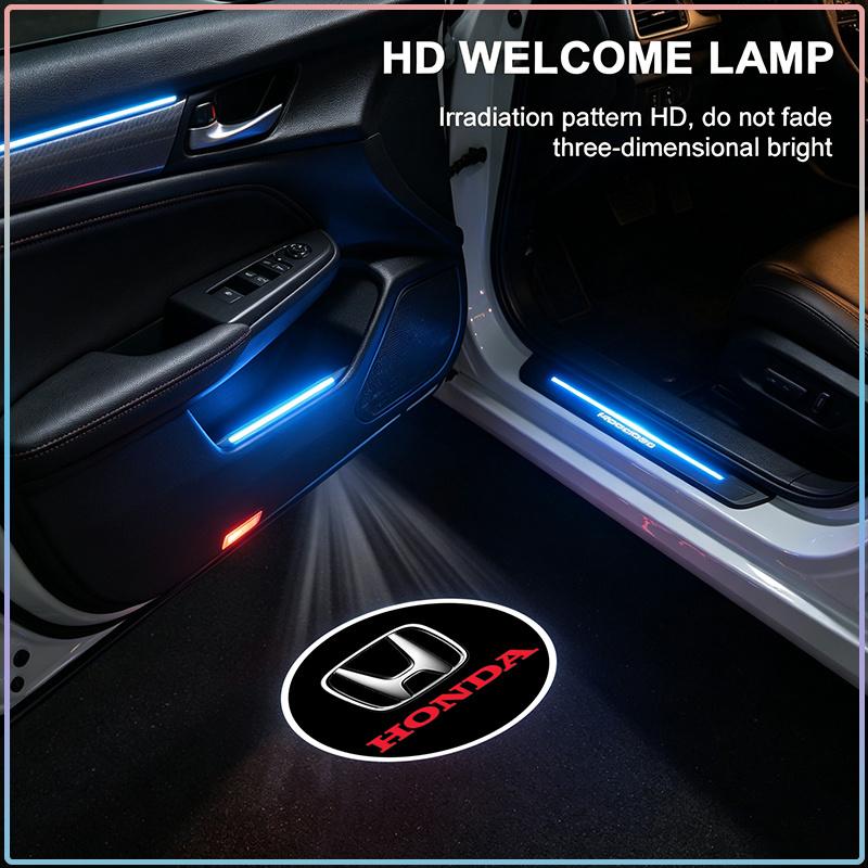 2Pcs Car Door LED Shadow Projector Wireless Welcome Logo Lamp Styling For Honda Civic Odyssey Vezel Accord Pilot Fit XRV CRV HRV Dio