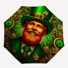 Irish Leprechaun St. Patrick's Day Clover Ornament Decoration Umbrella, Cute Umbrella with Cute Design, Portable 3-Fold Compact Umbrella for Men & Wom