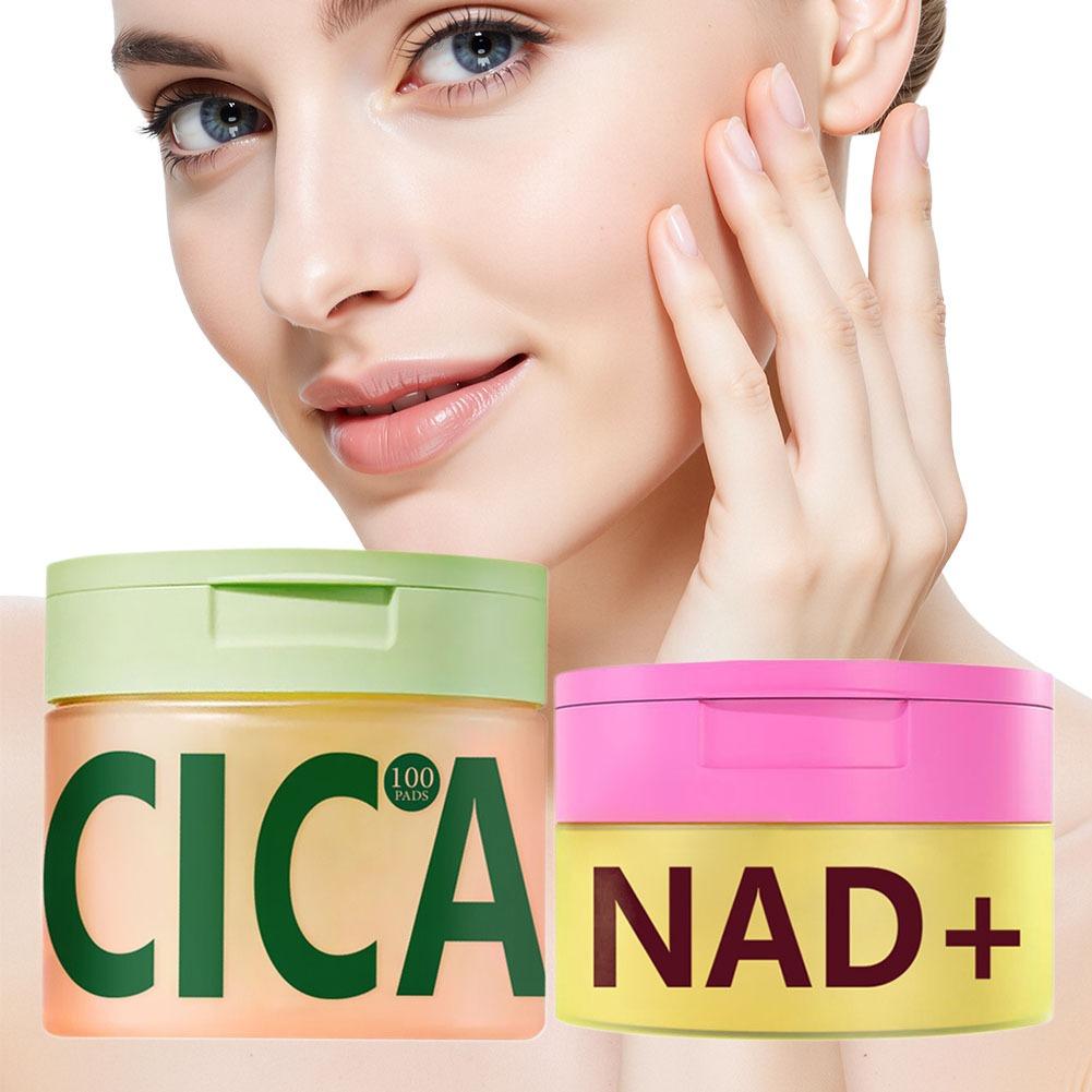 NAD+ Anti-Aging Cream & Centella Asiatica Cotton Pads 100pcs, Gentle Exfoliating, Cell Renewal, Even Skin Tone & Moisturizing