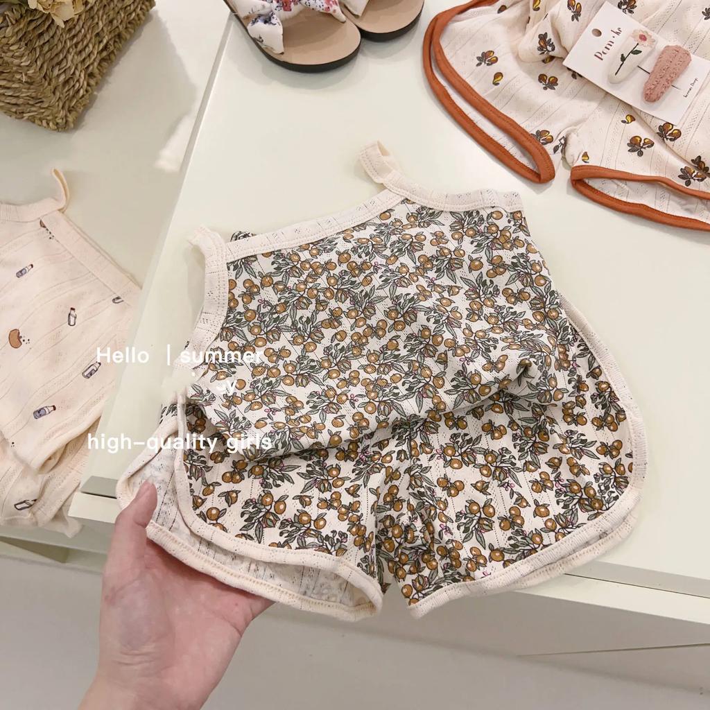 2Pcs New Baby Girl Clothes Set Children Summer Kids Set Cute Cartoon Vest Shorts Tops Suit 2025