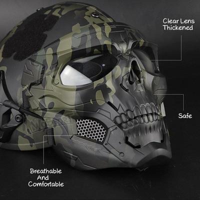 Máscara de portadores de calaveras de Halloween, fibra de vidrio, nailon, resistencia al impacto, Airsoft, Paintball, juego de combate para bicicleta, apto para casco RÁPIDO