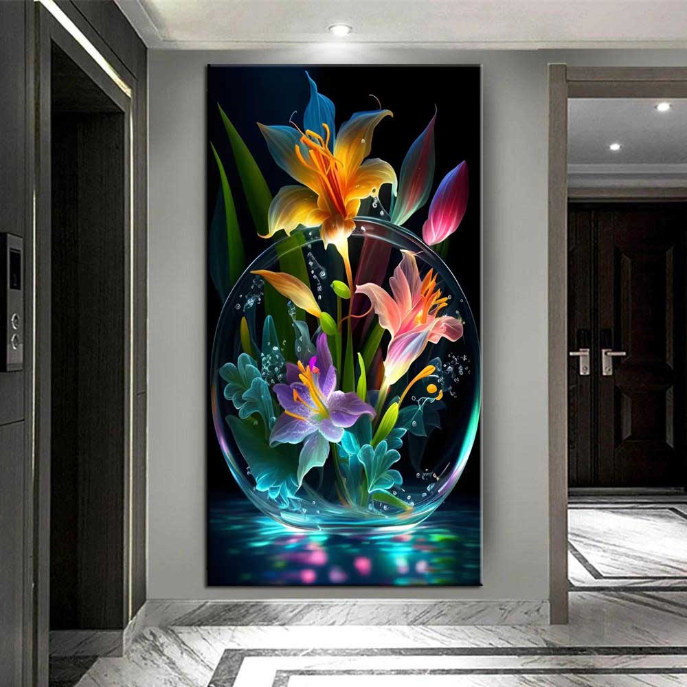 

Diy Большой Размер Красивые Цветы Лилии Алмазная Живопись Художественные Наборы 5D Полная Алмазная Мозаика Вышивка Горный Хрусталь Картина Настенный Декор J3773 round 40x80cm чёрный