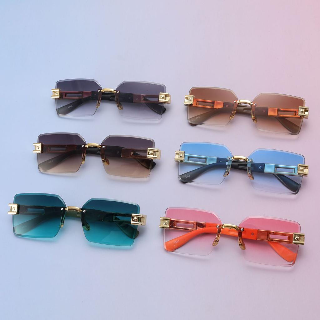 Frameless Diamond Trimmed Square Sunglasses Sunglasses Ladies Fashion Commuter Sunglasses