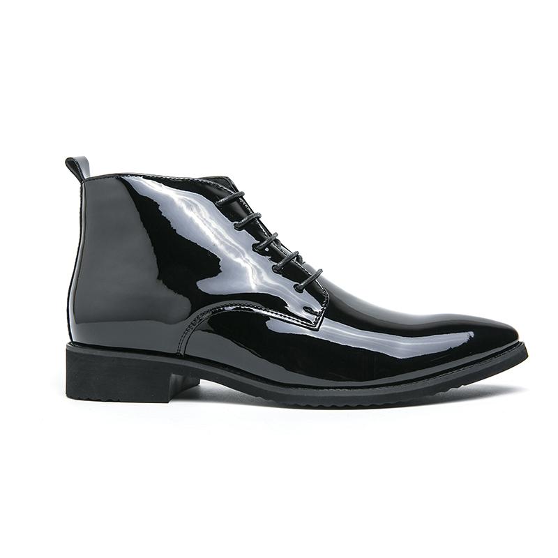 Pánske lakované čižmy Šaty so špičkou krídel Formálne čižmy Derby Oxfords Čižmy Smoking Blazers Sedlové topánky pre mužov čižmy na motorku