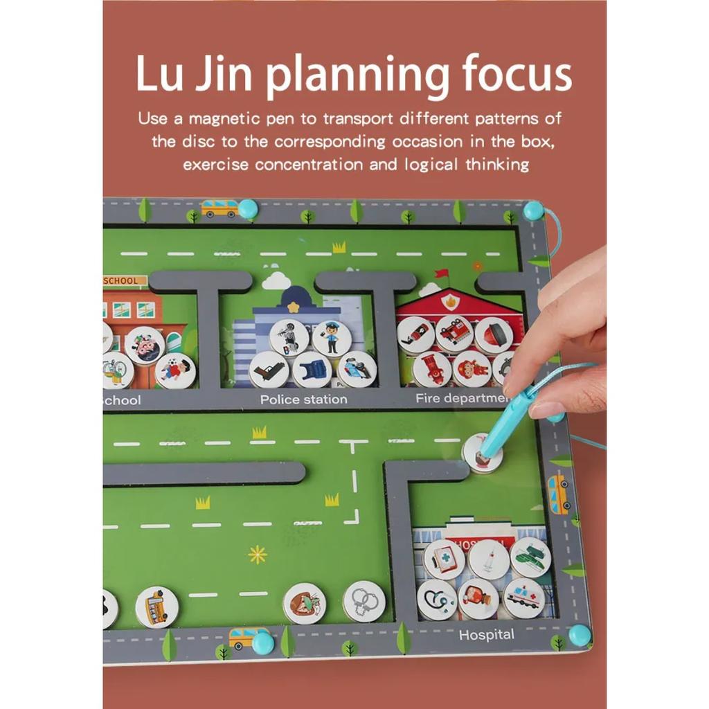 Kids Magnetic Pen Moving Bead Game Educational Fine Motor Skills Toy Montessori Color Sorting Toys Educational Toys for Kids