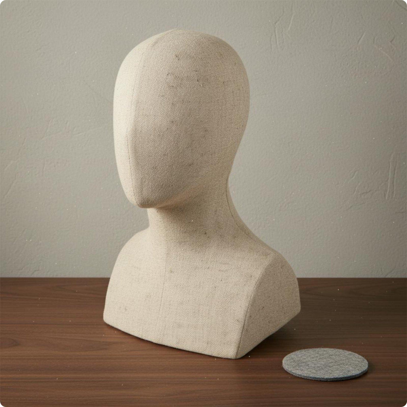 Abstract Mannequin Head Linen Texture Fiberglass