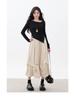 Pleated Corduroy A-Line Skirt