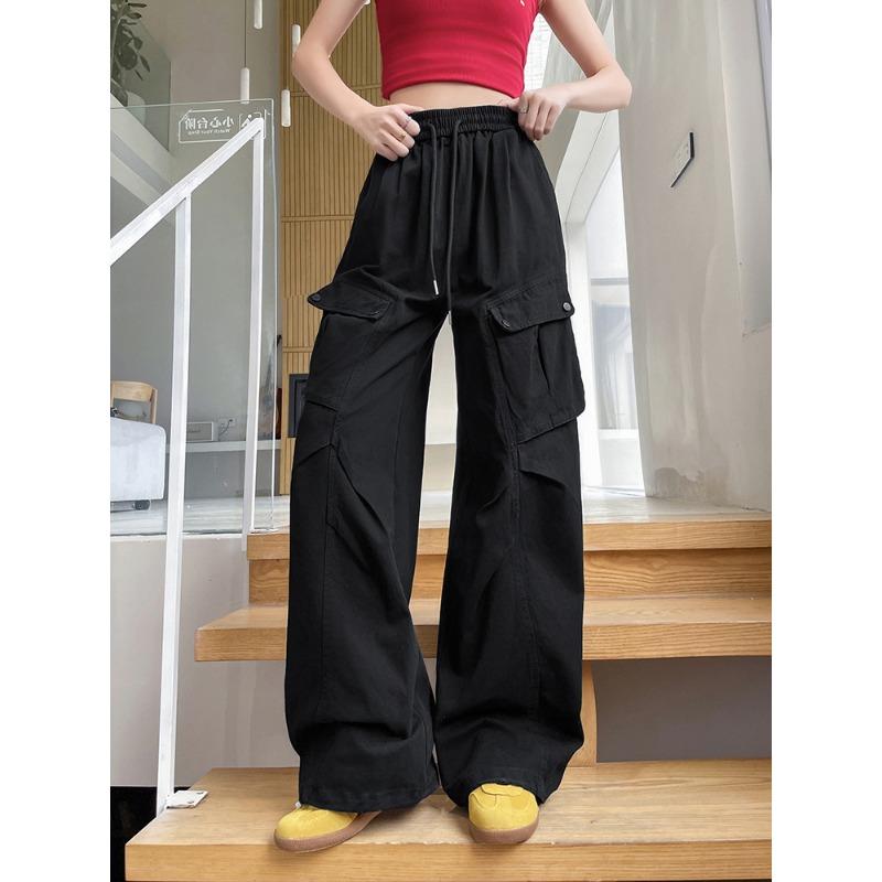 Work Pants for Women In Spring and Summer New High Waist Droop Parachute Quick-drying Casual Wide-leg American Sports Pants