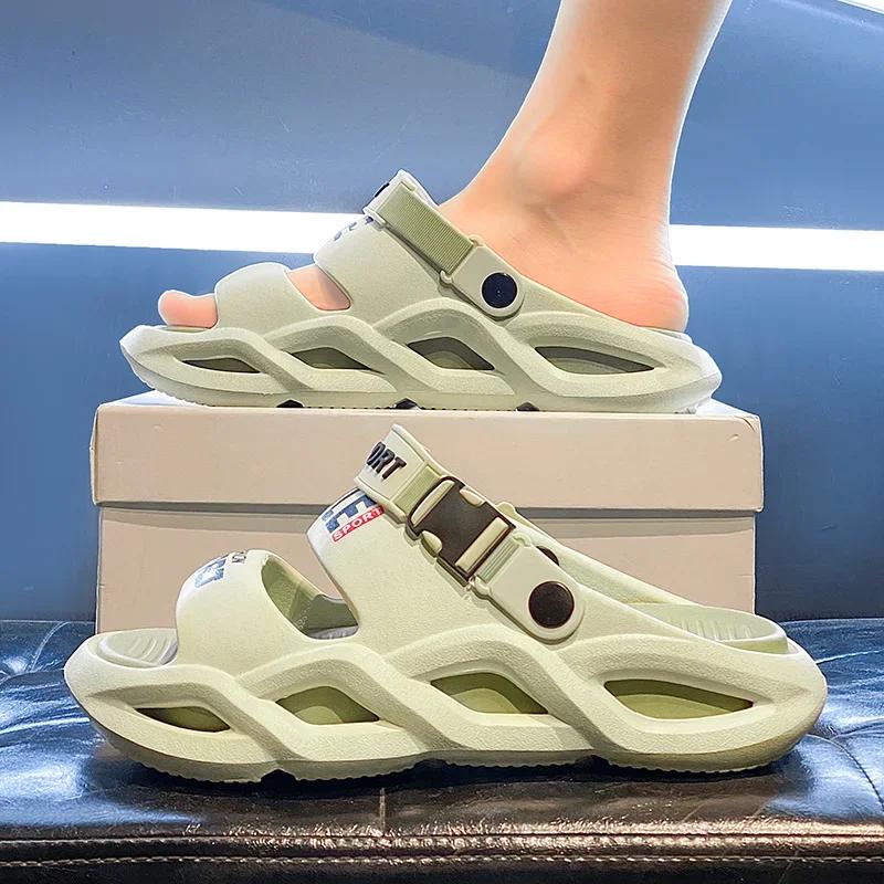 Summer Men Slippers Non-Slip Mens Sandals Outdoor Beach Shoes Soft Casual Shoes Platform House Indoor Shower Bathroom Slippers