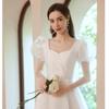 White Bubble Sleeve Bridal Light Wedding Dress Princess Temperament Performance Catwalk Art Test Chorus Host Long Evening Dress