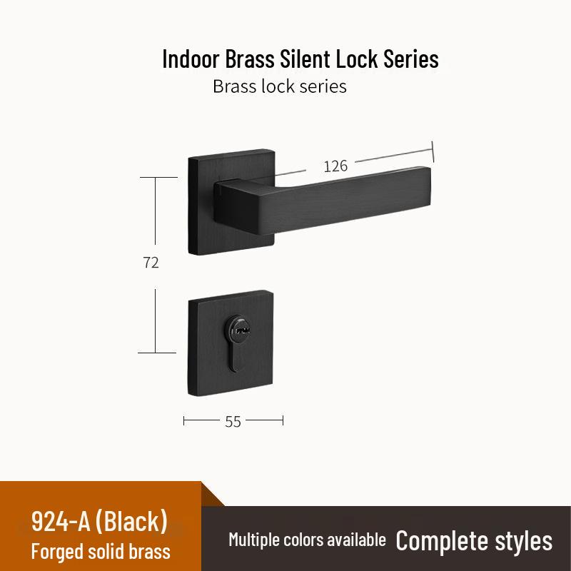 Brass Indoor Magnetic Silent Door Handle for Bedroom & Bathroom