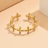 Retro Hollow Adjustable Cross Ring in Gold-Plated Stainless Steel