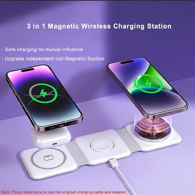 3 In 1  Foldable Wireless Charger for Multiple  Devices Chargingfor iPhone 15/14/13/12/11AirPods 3/2/ProiWatch