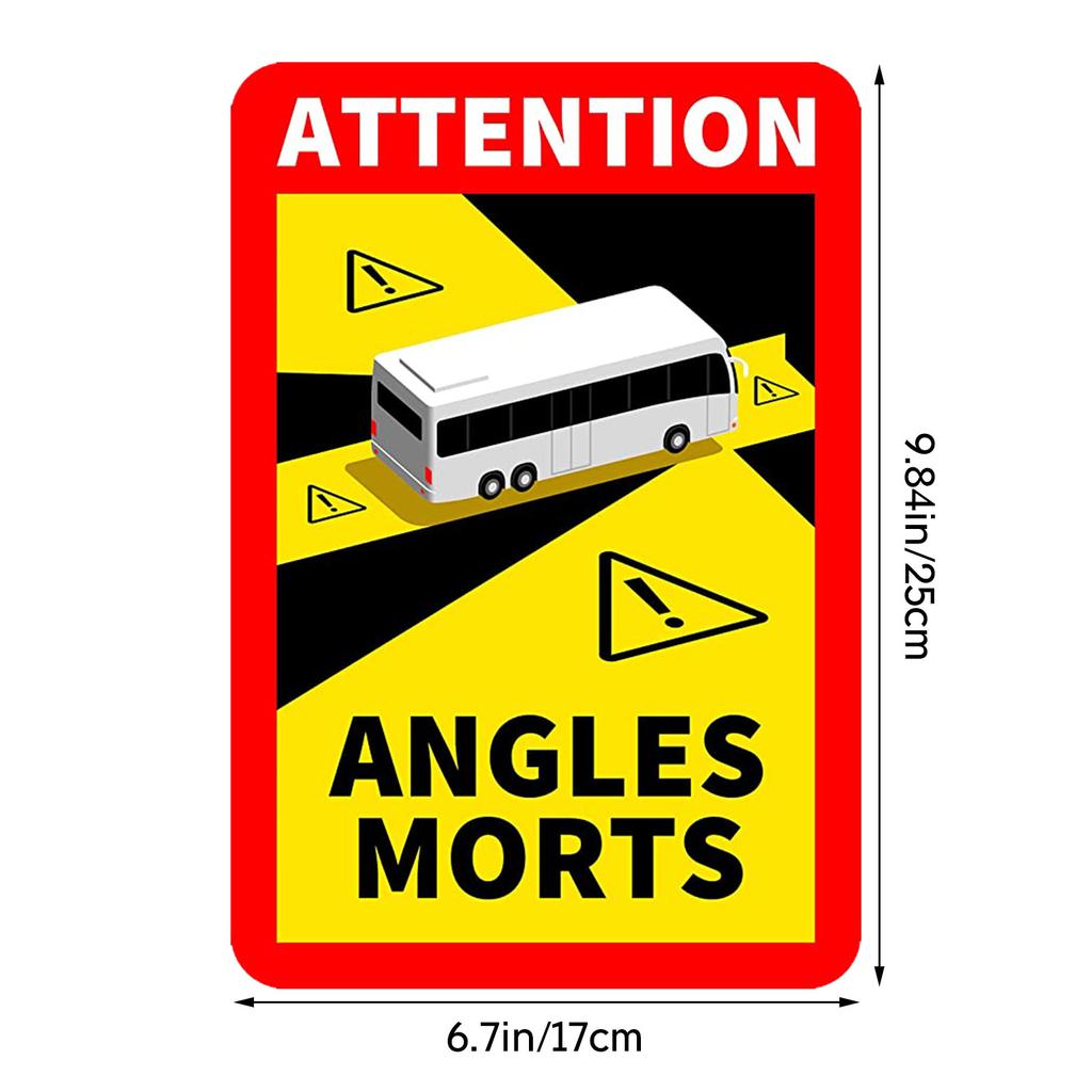 Varovný Sticker na Autobus Pozor Mrtvé Úhly Bezpečnostní Značka Vozidla Samolepka pro Povrchy Autobusů a Nákladních Vozidel Odolné Lepidlo