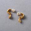 Personalized Concave-Convex Metal C-Shaped Earrings Inlaid With Zircon Water Drop Pendant S925 Silver Needle Stud Earrings Temperament Earrings