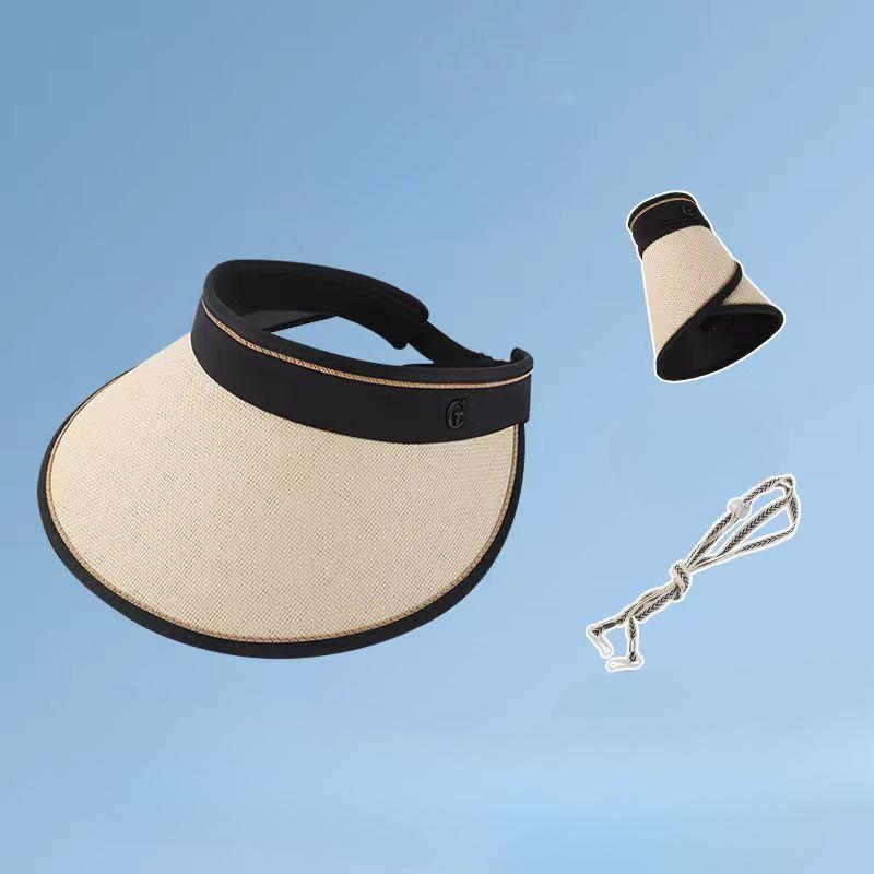 Kann im Sommer gerollt werden mit einem großen Stirnband, einer großen Krempe, einem kleinen Sonnenschutz, ultraviolettem Sonnenschutz, Vinyl-Strohhut mit leerem Oberteil