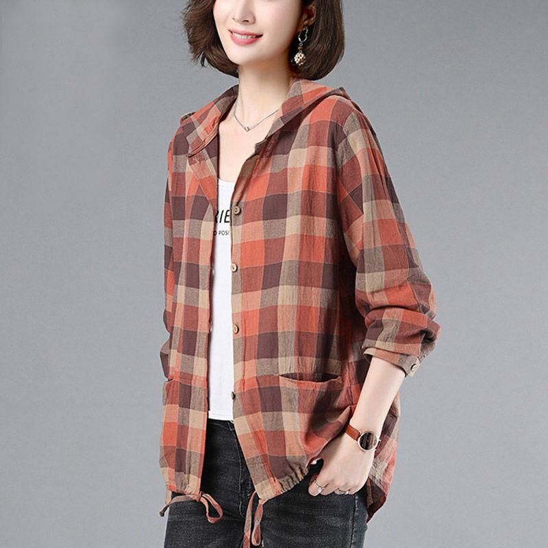 Buy Autumn Cotton Plaid Shirt Women's 