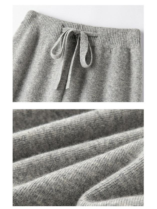 Women's 100% Australian Wool Wide-Leg Pants - Extra Long Cashmere Knit for Autumn/Winter