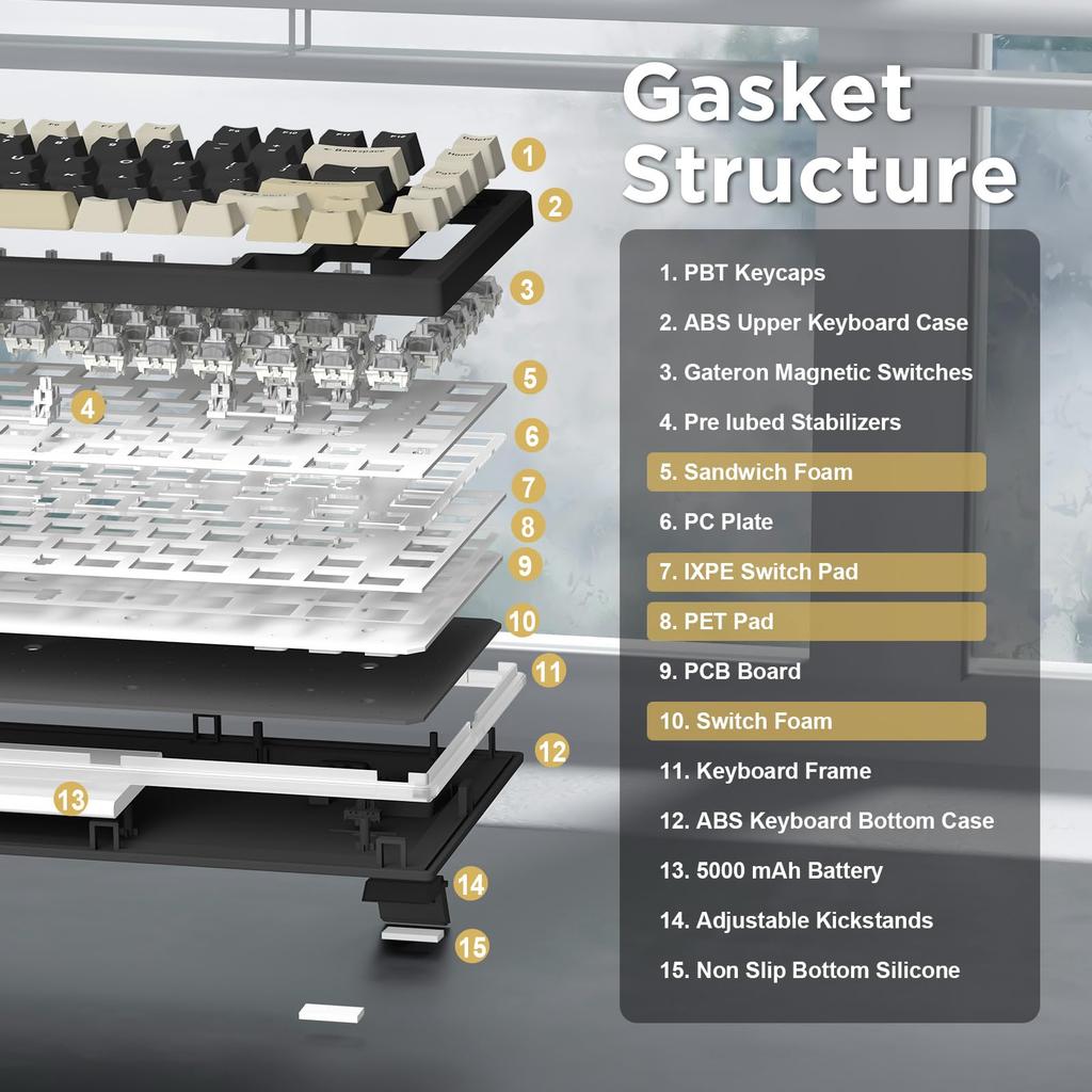 YUNZII RT80 82-Tasten-Rapid-Trigger-Tastatur, Hall-Effekt, kabellose mechanische Tastatur, Gaming, Magnetschalter, RGB-Dichtungshalterung, Hot-Swap mit benutzerdefiniertem