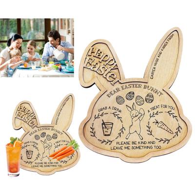 Easter Bunny Treat Tray Rabbit Shape Wooden Serving Tray Fruits Candies Desserts Appetizer Snacks Food Tray Charcuterie Board