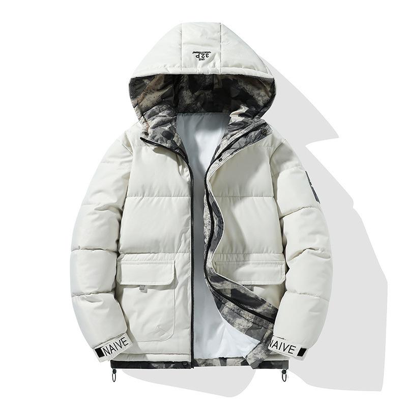 Padded-on men's hooded jacket, warm, thickened and cold-proof, Hong Kong style versatile padded jacket, winter jacket
