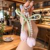 Fresh Tulip Beaded Wrist Strap Bowknot Pearl Elegant Fabric Flower Phone Lanyard Sweet Bag Pendant Key Chains Bag Charm