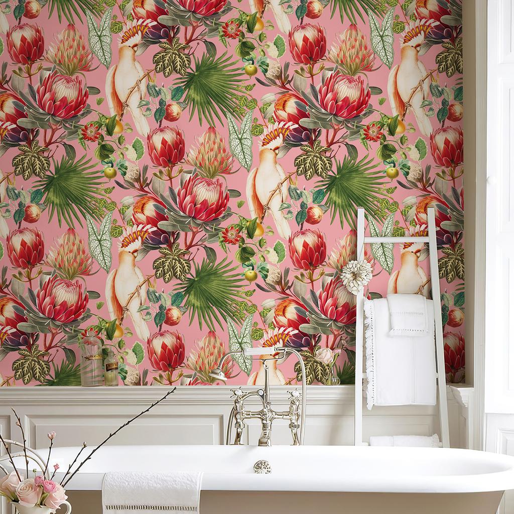 Pink Monarch Flower Classic Room Decor Wallpaper Chic Great Flower Vinyl Wall Decoration Peel And Stick Vinyl Cabinet Sticker