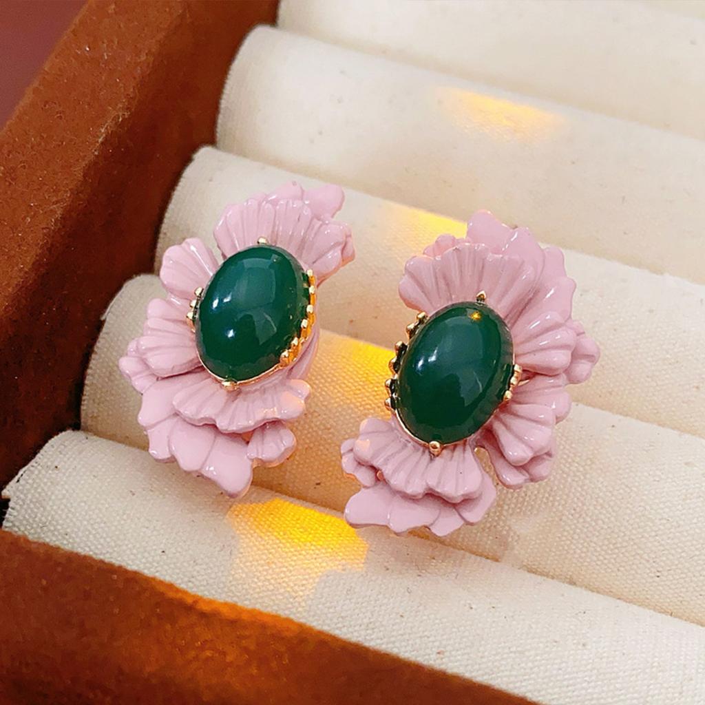 Turquoise Charm Earrings Flower Ear Studs For Women Alloy Jewelry Perfect For Daily Outfits And Special Occasions