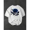 Men'S Blue Rose Print Short-Sleeve T-Shirt - Casual Round Neck Regular Fit Suitable For Daily Streetwear, Machine Washable Year-Round Comfortable
